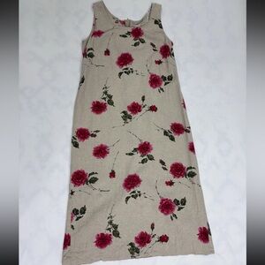 🌻Vintage Dress Barn Floral Dress Womens Sz 12 Beige Floral Midi Cottagecore 90s